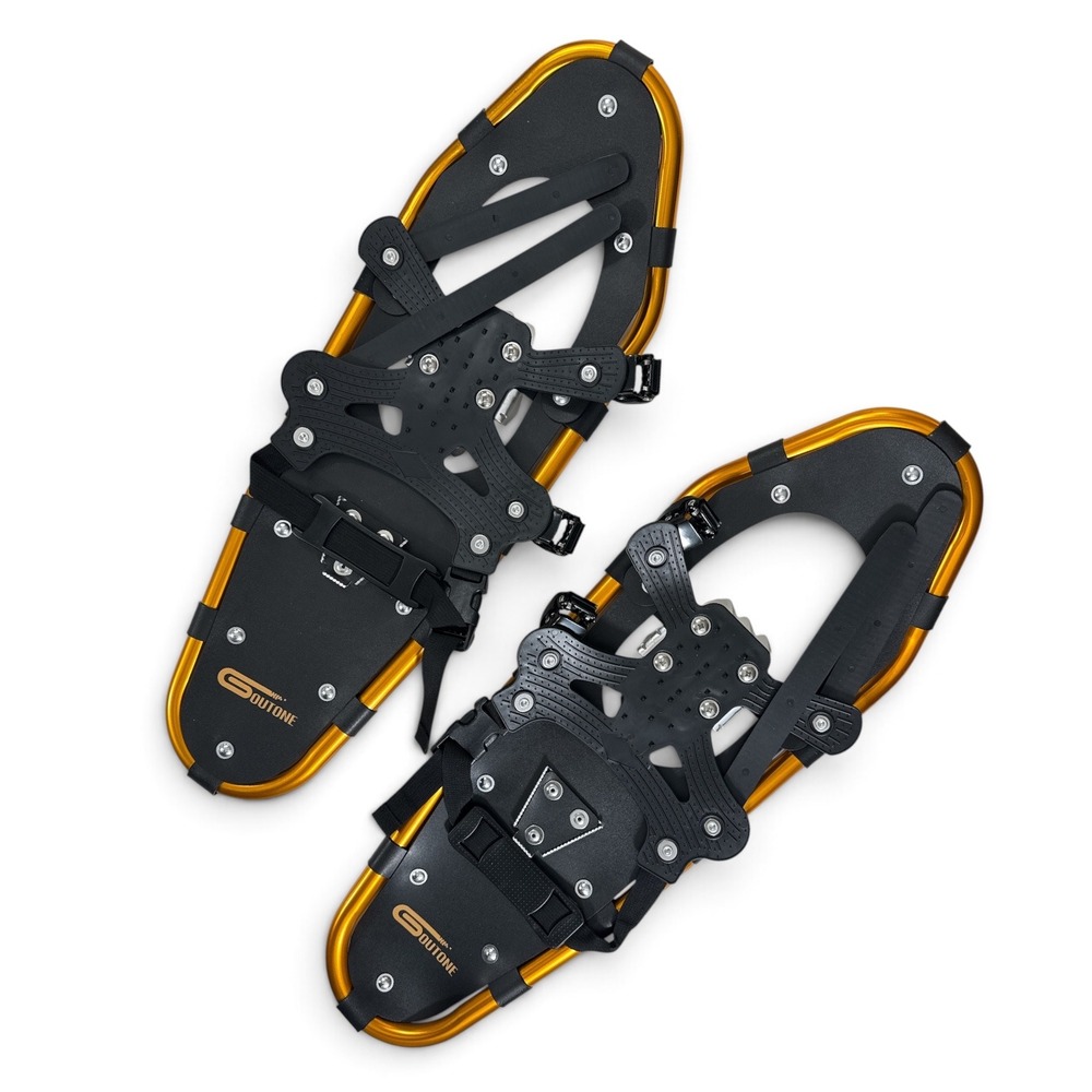 Goutone 25 Inch Lightweight Aluminum Snowshoes with Poles and Bag Gold Black
